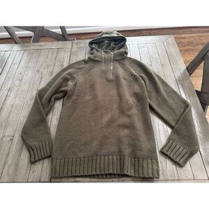 FENCHURCH Garment Mens Quarter Zip Knit Pullover Hoodie Sweater Green Size XL